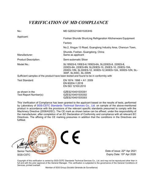 China GuangDong Tangshihoa Industry and Trade Co.,Ltd. certificaciones
